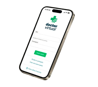 Teléfono que muestra la app de Doctor virtual
